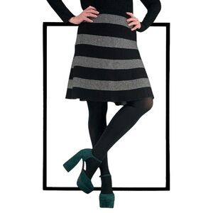 SPENSE / Black & White Stripe A-Line Skirt / Small / Goth Emo Preppy Whimsygoth